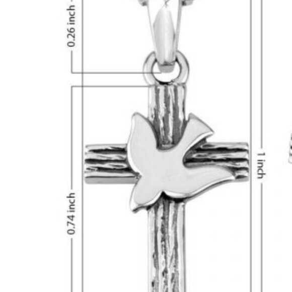Marina Sterling Silver Cross With Dove, plus 18" Sterling Chain - Israel - Picture 3 of 9